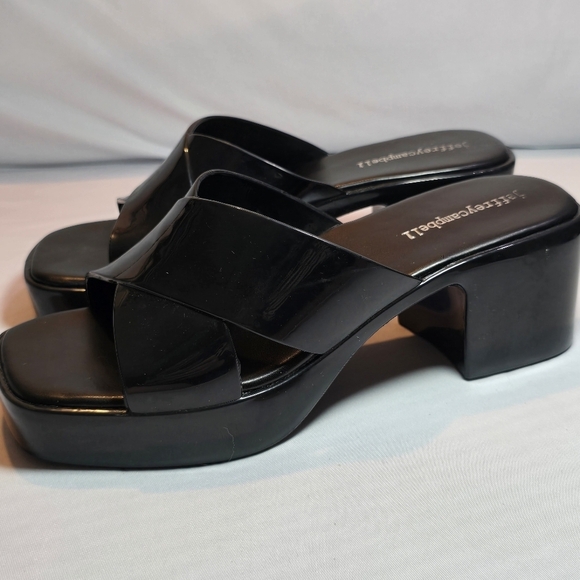 Jeffrey Campbell Black Bubblegum Block Heels Platform Rubber Plastic, Sz 7 - Picture 6 of 8